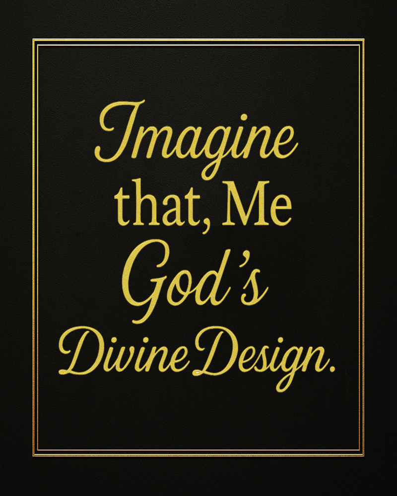 Imagine that, Me God’s Divine Design